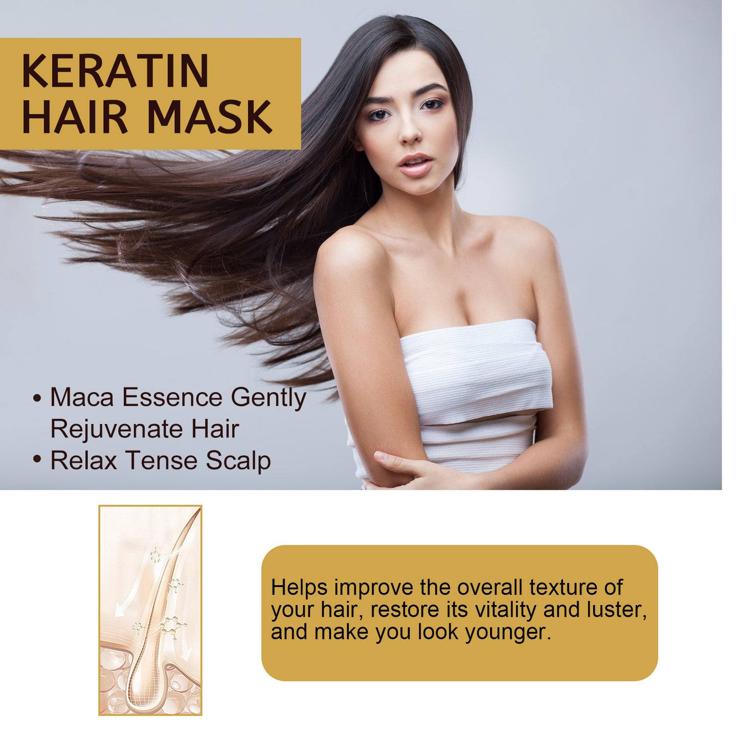 Repair Moisturizing Hair Mask Deep Moisturizing Repair Damaged Hair Anti-drying Split Knot Anti-hair Loss