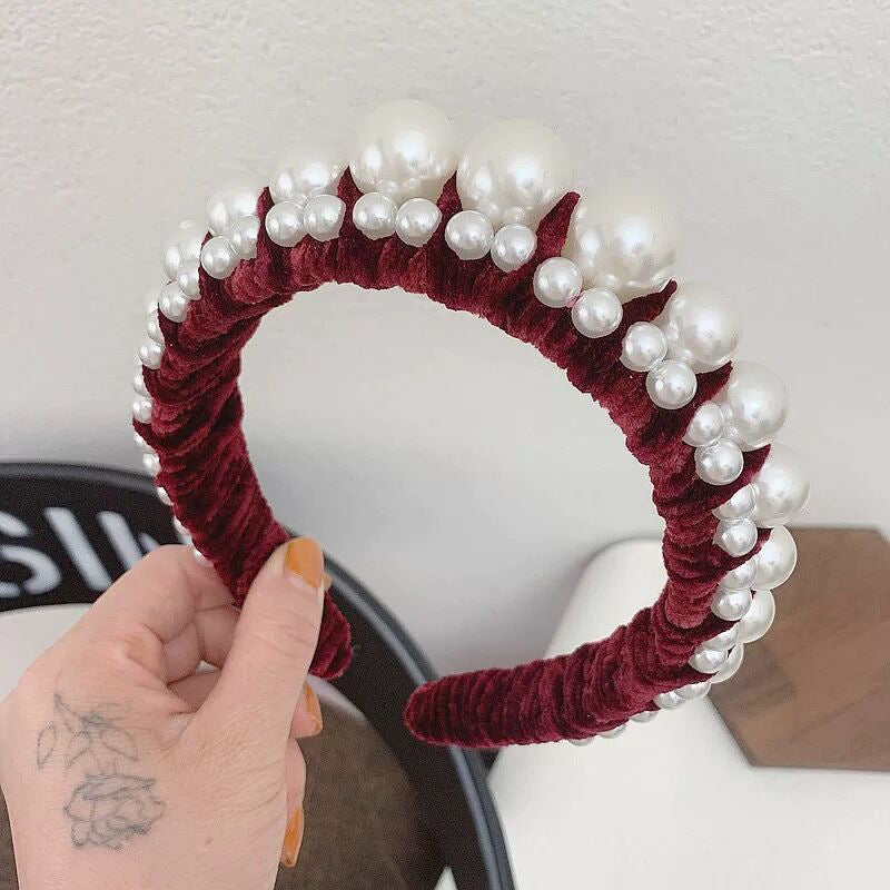 Pearl wide brim velvet headband