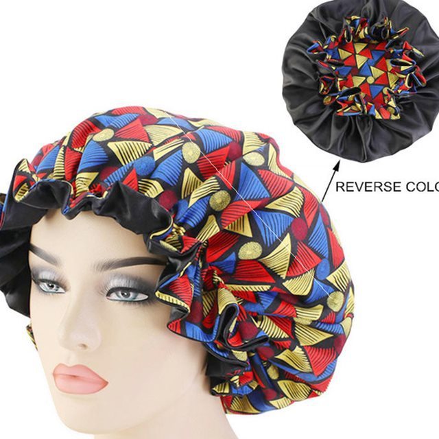 African Pattern Ankara Print Bonnet Women Night Sleep Cap