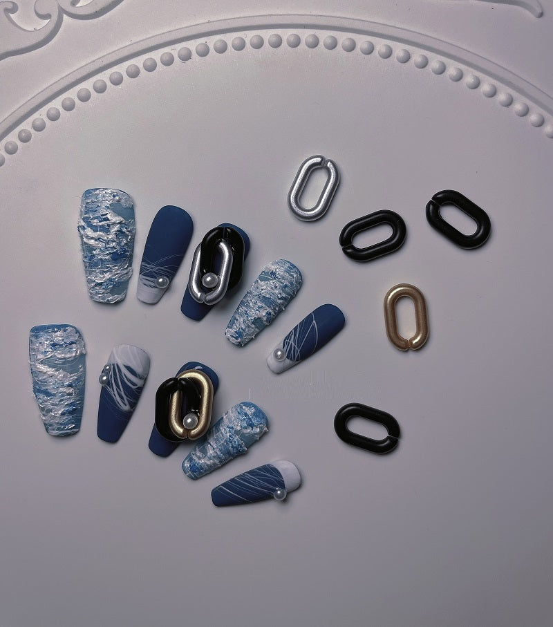 Plaster Hole Denim European And American Nail Art Customization Fake Nails