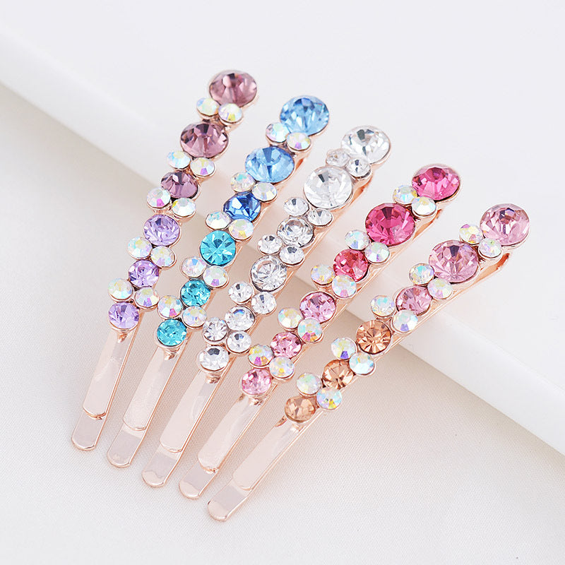 Shiny Rhinestone Bow Girls All-match Hairpin With Bangs Clip