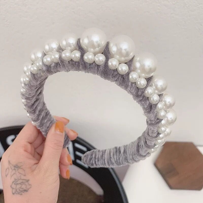 Pearl wide brim velvet headband