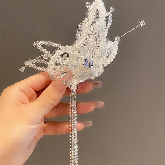 Super Fairy Bow Crystal Tassel Hairpin Women