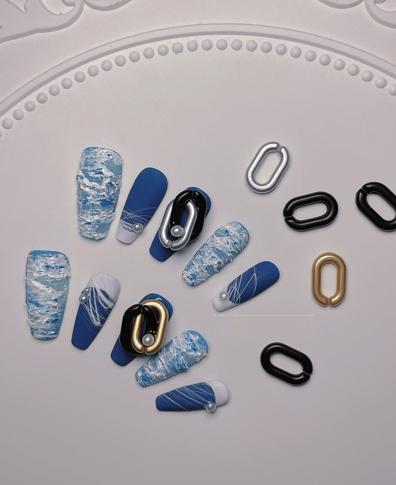 Plaster Hole Denim European And American Nail Art Customization Fake Nails