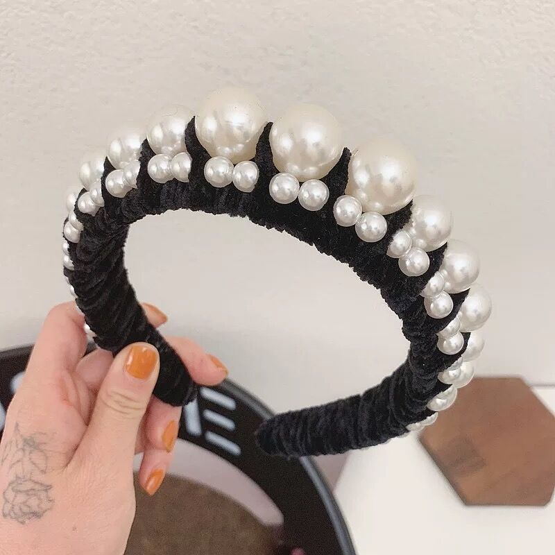 Pearl wide brim velvet headband