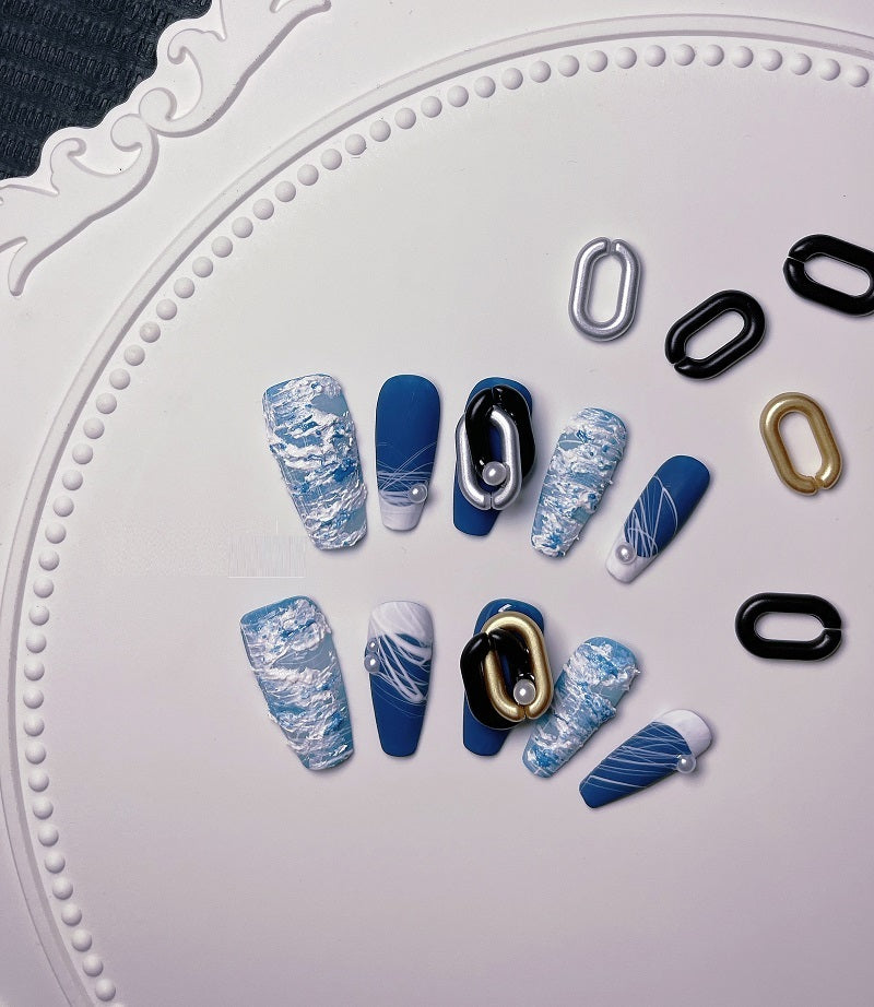 Plaster Hole Denim European And American Nail Art Customization Fake Nails