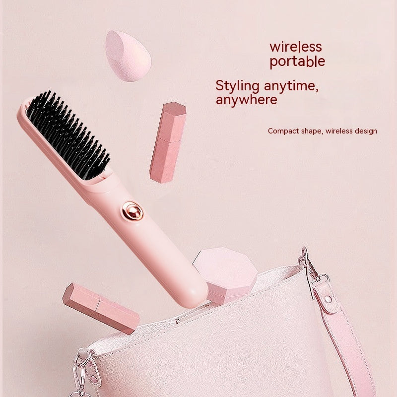 Wireless Straight Comb Anion Does Not Hurt Hair Portable Hair Curler And Straightener Dual-use