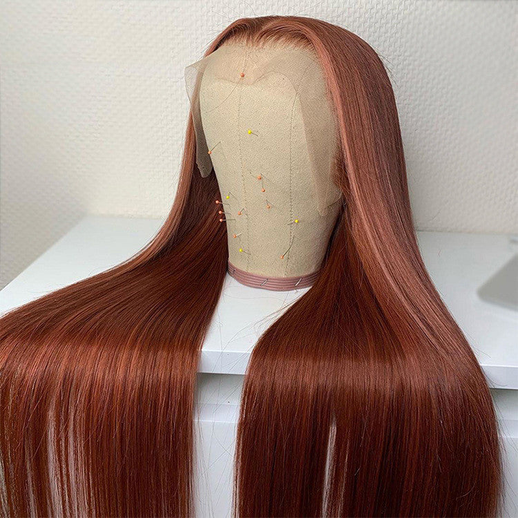 100% Human Hair Chestnut Brown Pre-drawn Lace Wig With Baby Hair