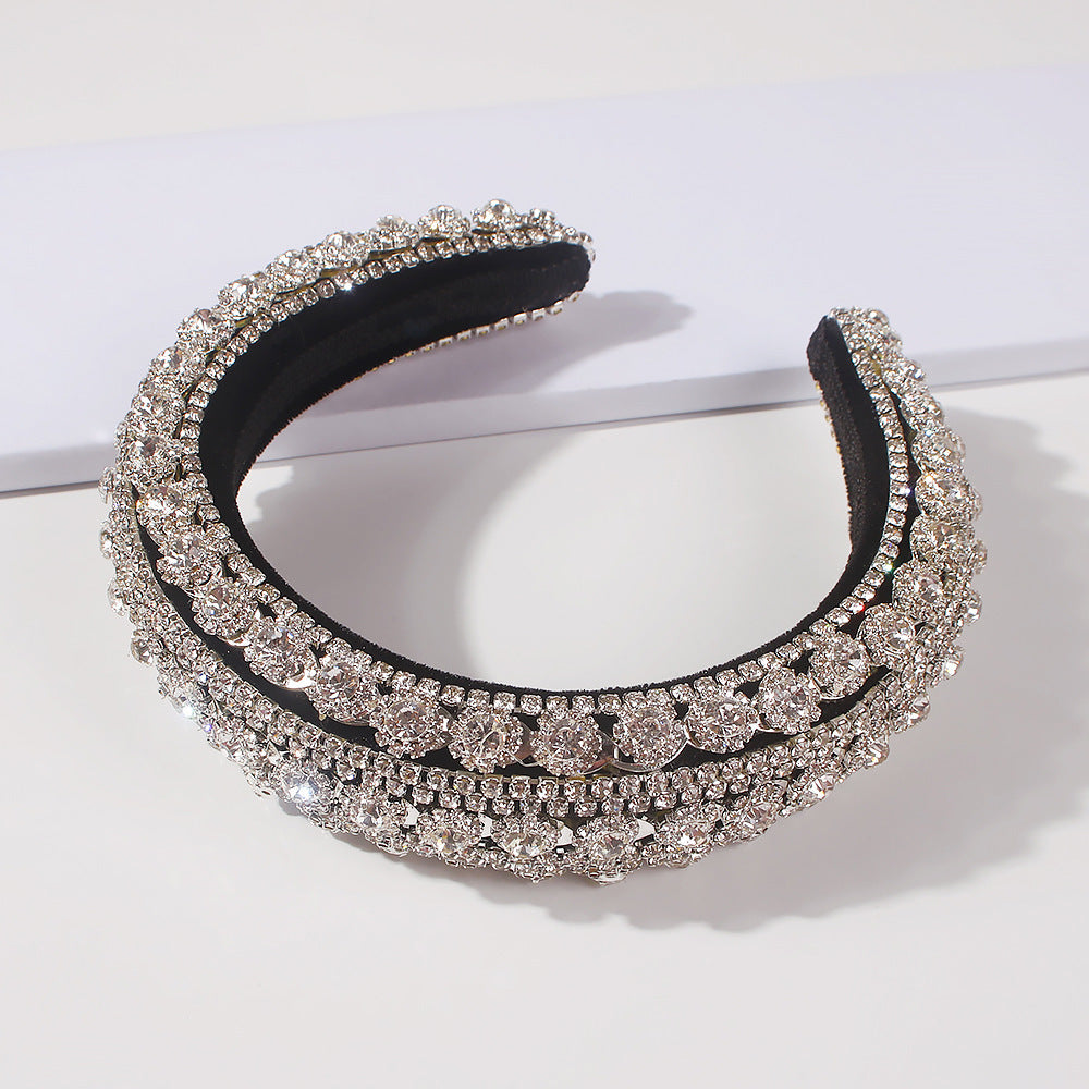 Rhinestone Full Diamond Temperament Headband Fashion Wide-brim Baroque Crystal Hair Accessory